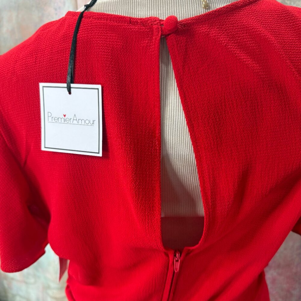 New πPremier Amour Feminine & Romantic Fire Red Romper with Pockets - Picture 10 of 16